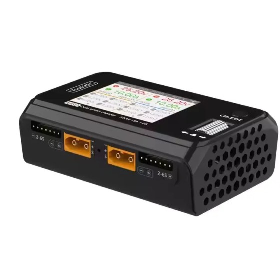 ToolkitRC M6D Dual Charger 500w 15A High Power 1-6S Dual Smart Discharger Battery Balance Charger for RC Drone Kit
